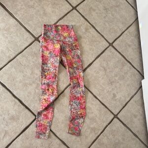 lululemon athletica Floral Print Leggings - Pink and Yellow